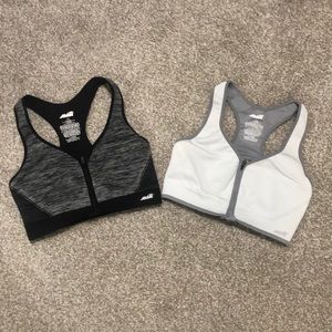 Set of 2 Avia zip-front racerback sports bras